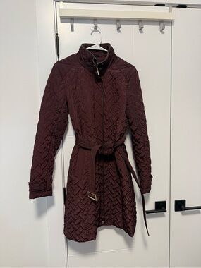 Cole Haan Quilted Long Coat - Burgundy